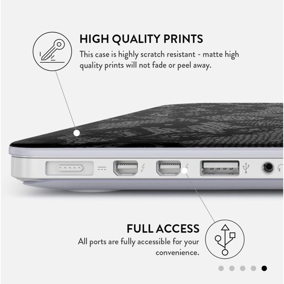 BURGA Magnetic Hardshell MacBook Case Black Lace Design MacBook Air 13 NEW - Picture 3 of 9